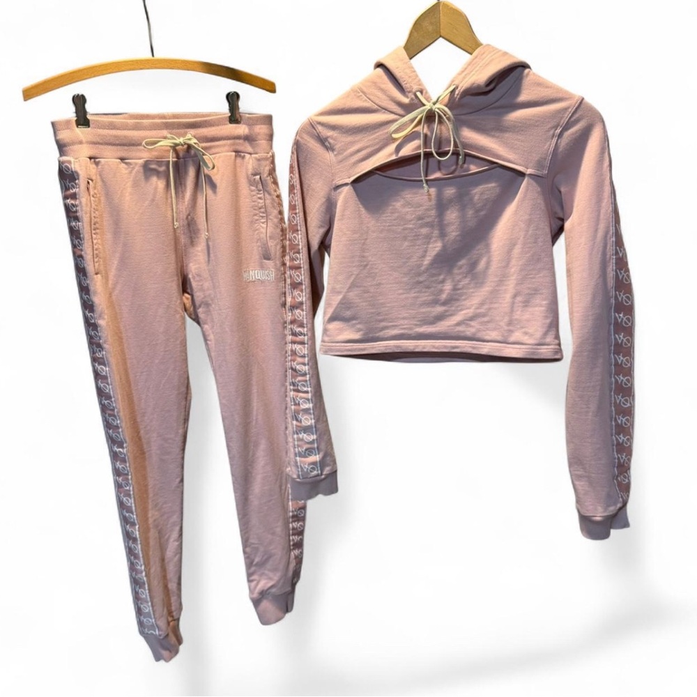 Vanquish pink gym set hooded top and pants size medium